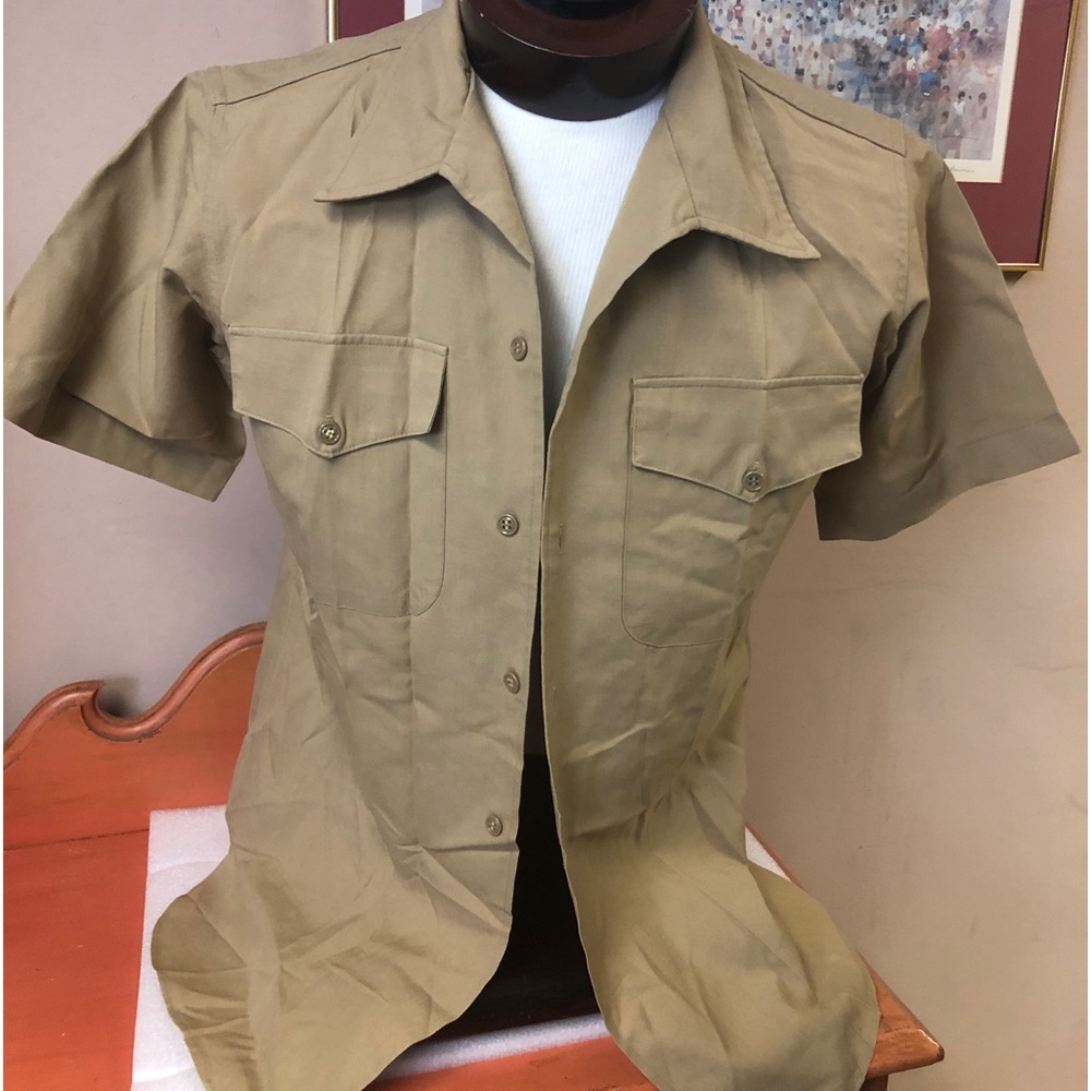 Vintage khaki USMC Marine Corps 1960's uniform shirt Viet Nam era short sleeve